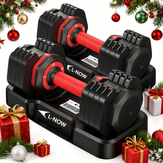 25Lbs (1 Pair) Quick Select Adjustable Dumbbells for Homm 5 in 1 Free Weights 5/10/15/20/25Lb/50Lb Dumbbell with Anti-Slip Hansuitable for Home Gym Exercise Equipment, ‌‌Christmas Gift