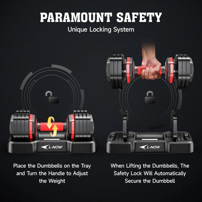 25Lbs (1 Pair) Quick Select Adjustable Dumbbells for Homm 5 in 1 Free Weights 5/10/15/20/25Lb/50Lb Dumbbell with Anti-Slip Hansuitable for Home Gym Exercise Equipment, ‌‌Christmas Gift