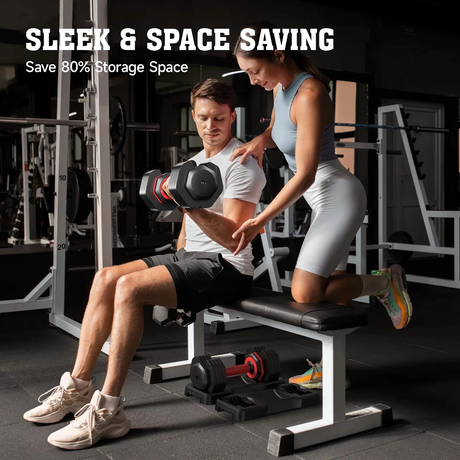 25Lbs (1 Pair) Quick Select Adjustable Dumbbells for Homm 5 in 1 Free Weights 5/10/15/20/25Lb/50Lb Dumbbell with Anti-Slip Hansuitable for Home Gym Exercise Equipment, ‌‌Christmas Gift