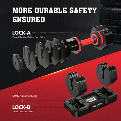 25Lbs (1 Pair) Quick Select Adjustable Dumbbells for Homm 5 in 1 Free Weights 5/10/15/20/25Lb/50Lb Dumbbell with Anti-Slip Hansuitable for Home Gym Exercise Equipment, ‌‌Christmas Gift