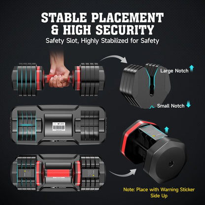 25Lbs (1 Pair) Quick Select Adjustable Dumbbells for Homm 5 in 1 Free Weights 5/10/15/20/25Lb/50Lb Dumbbell with Anti-Slip Hansuitable for Home Gym Exercise Equipment, ‌‌Christmas Gift